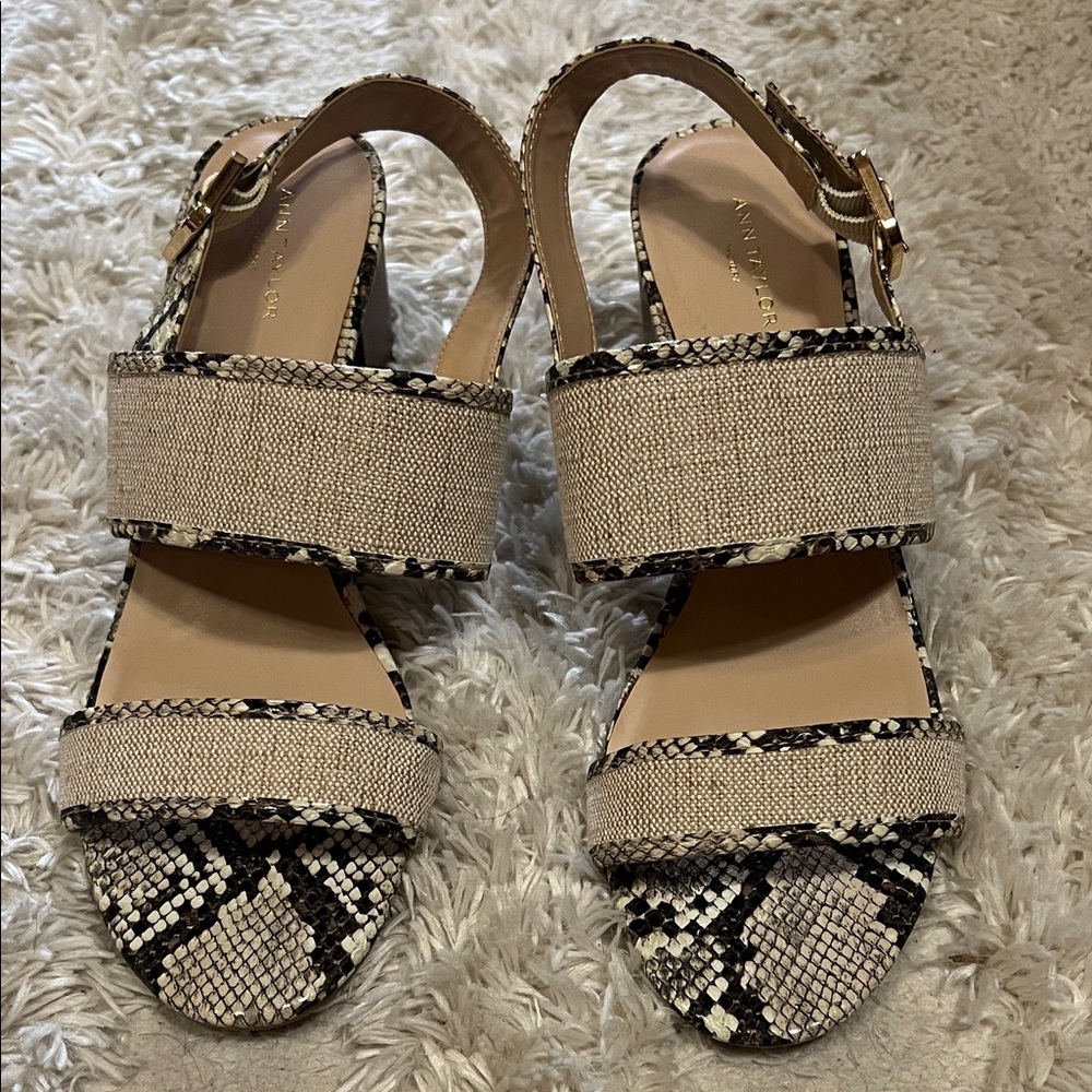 Ann Taylor Factory Snakeskin and Beige Sandals